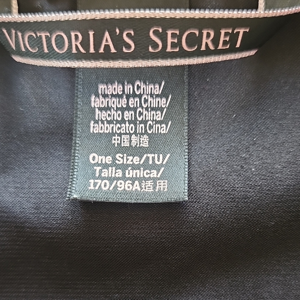 Victoria's Secret Elegant Black Robe Sexy Valentine Satin RuffleTie Robe Love - Picture 7 of 7